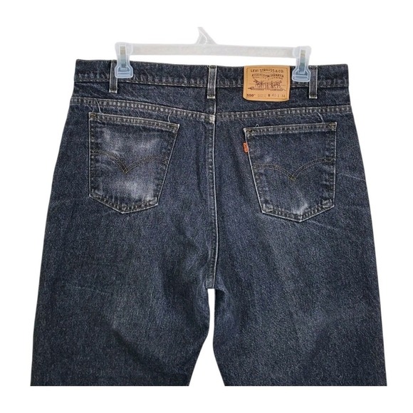 Vtg 90s Levis 550 Black Jeans Men 40x34 Orange Tab Relaxed Tapered USA (38x33.5) - Picture 1 of 12